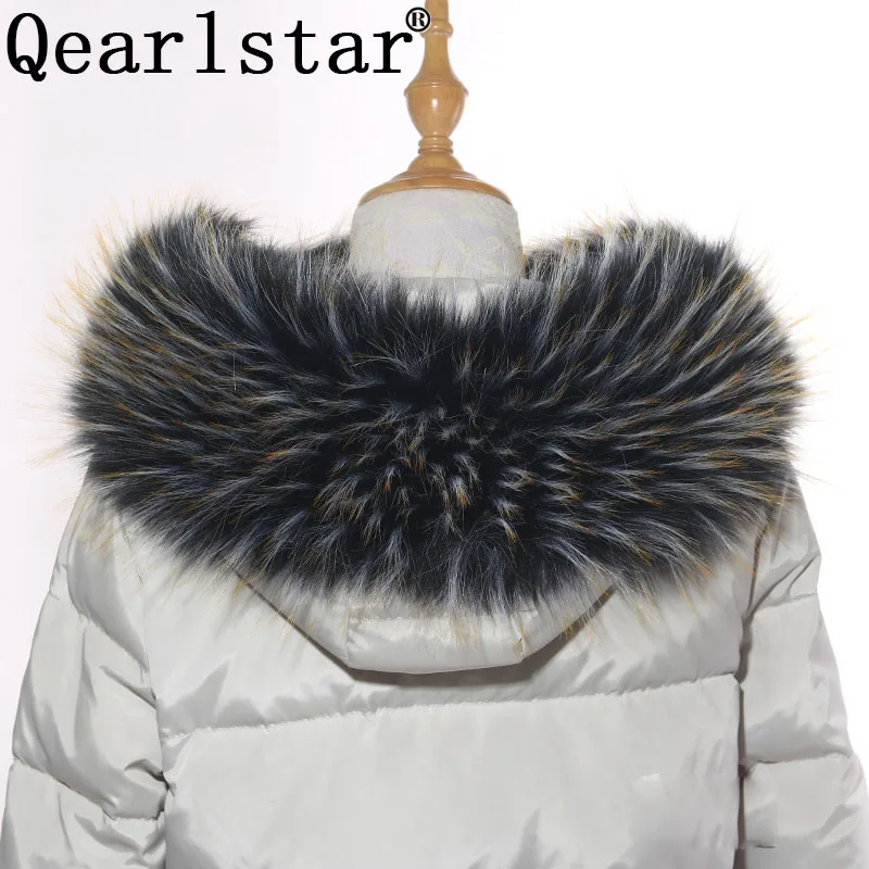 Qearlstar женский меховой воротник высокого качества модные роскошные супер большие