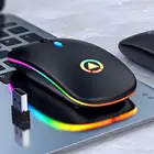 Беспроводная Бесшумная мышь со светодиодной подсветкой, эргономичная оптическая игровая USB мышь для ПК и ноутбука
