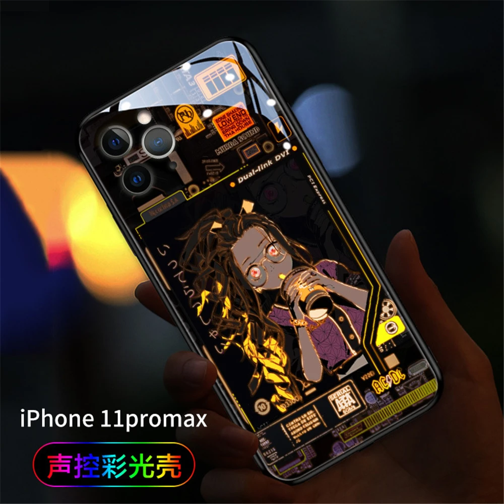 Чехол со светодиодной подсветкой для iPhone 12 11 13 Pro Max X Xr Xs 6 7 8 Plus | Мобильные телефоны