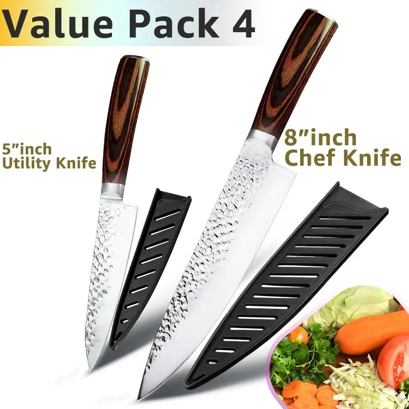 Value pack 4 Кухонный нож, 8 дюймов, профессиональные японские поварские ножи 7CR17 440C, высокоуглеродистая Нержавеющая сталь, нож для мяса, нож сантоку - Цвет: Value pack 4