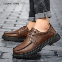 golden sapling vintage mens casual shoes fashion platform flats leisure footwear classic men loafers retro leather design shoes