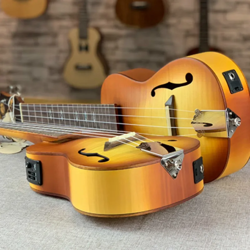 Джазовая укулеле 23 дюйма All Maple Mini Electri концертная акустическая гитара 4 струны Гавайская звукосниматель для путешествий музыкальная гитара