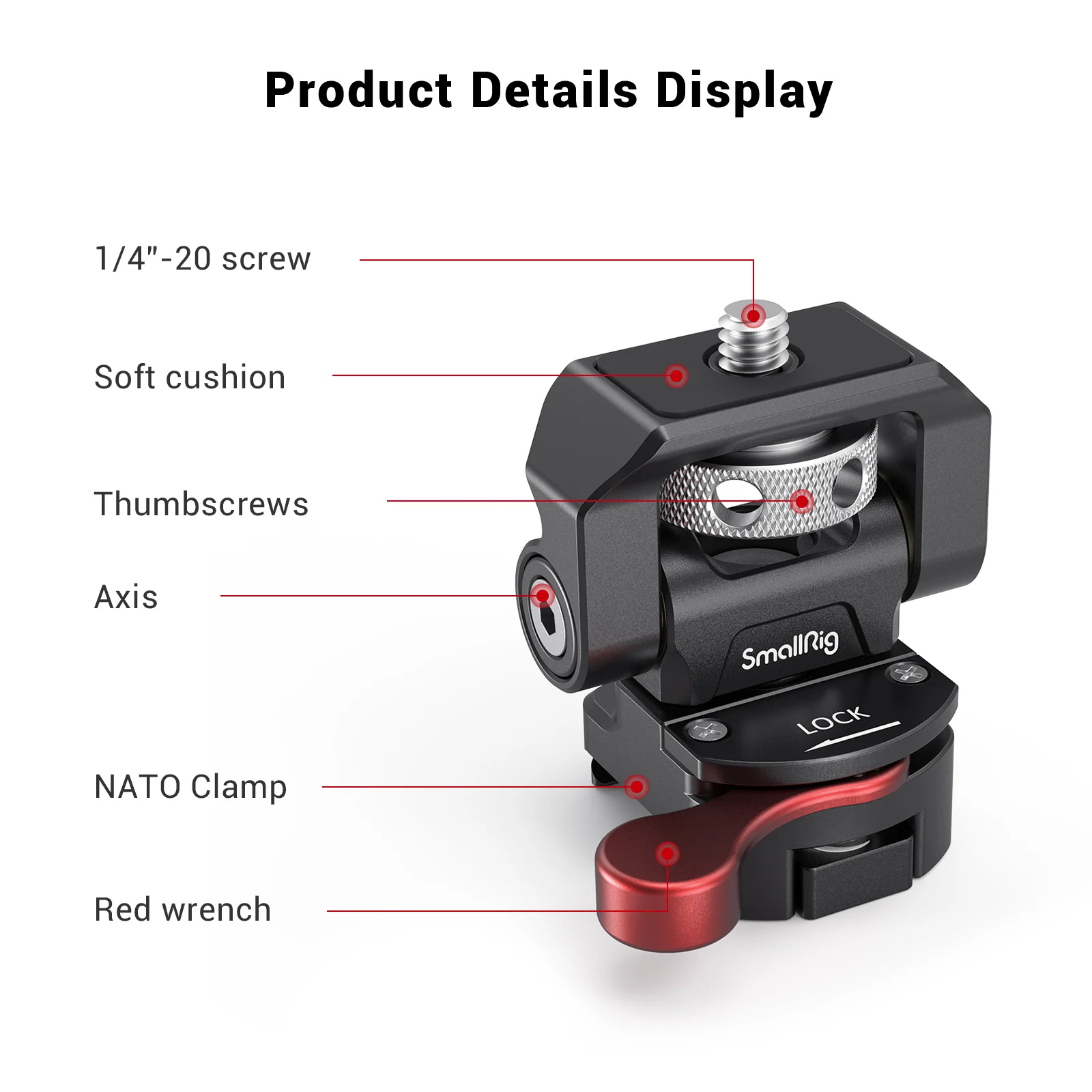 Регулируемое поворотное и наклонное крепление SmallRig для монитора с зажимным