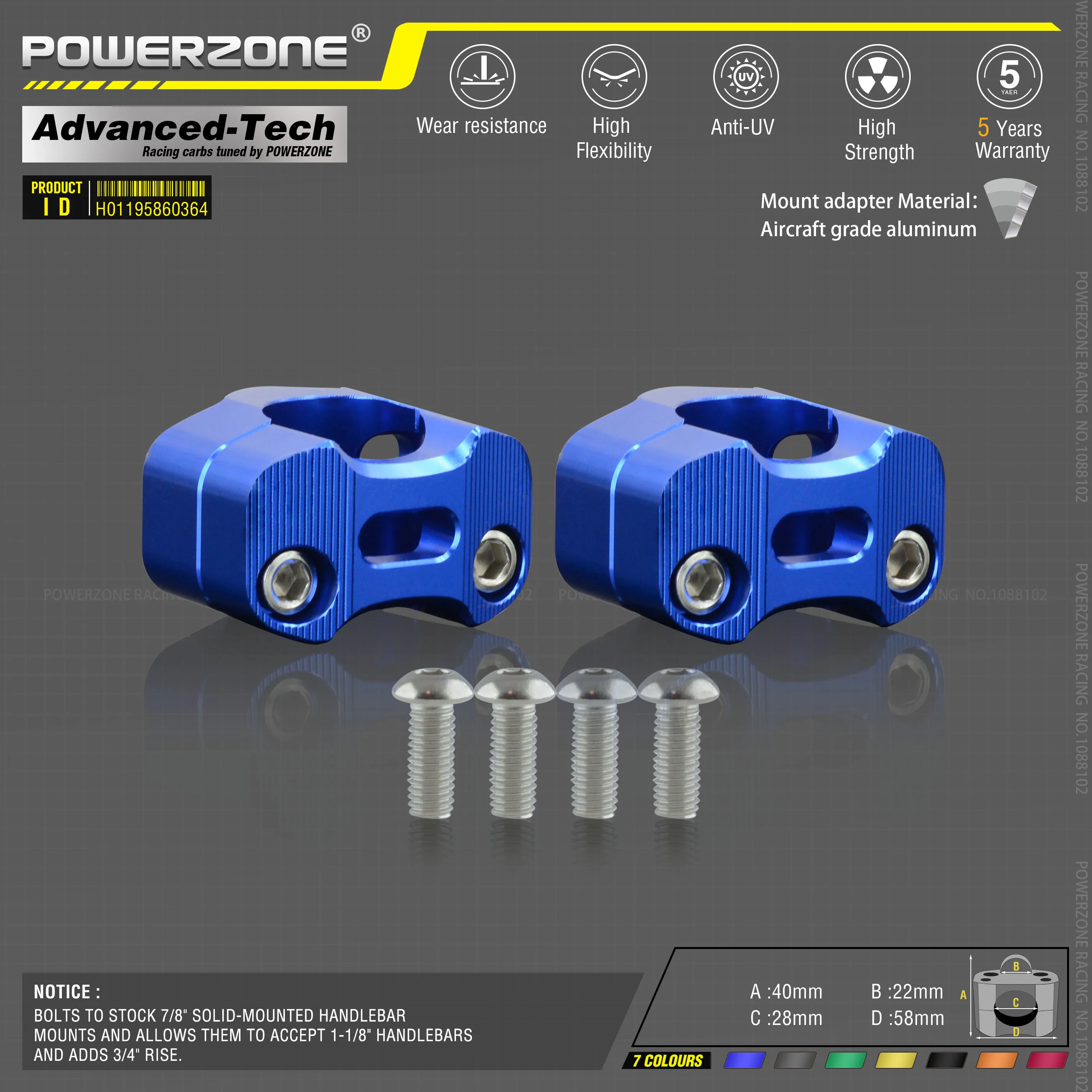 Алюминиевый тиски из металлического сплава для мотоцикла 22 мм 7/8 дюйма крепление