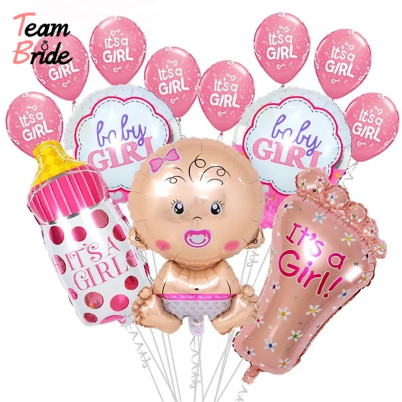 Team bride 1 Set Baby Shower Birthday Party Large Nipple Baby Bottle Feet Balloon Helium Globos 12Inch It's A Boy/Girl Latex Dec