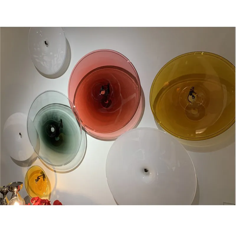 

Hotel Hall Art Multi Colored Blown Glass Plates High Quality Murano Glass Wall Art