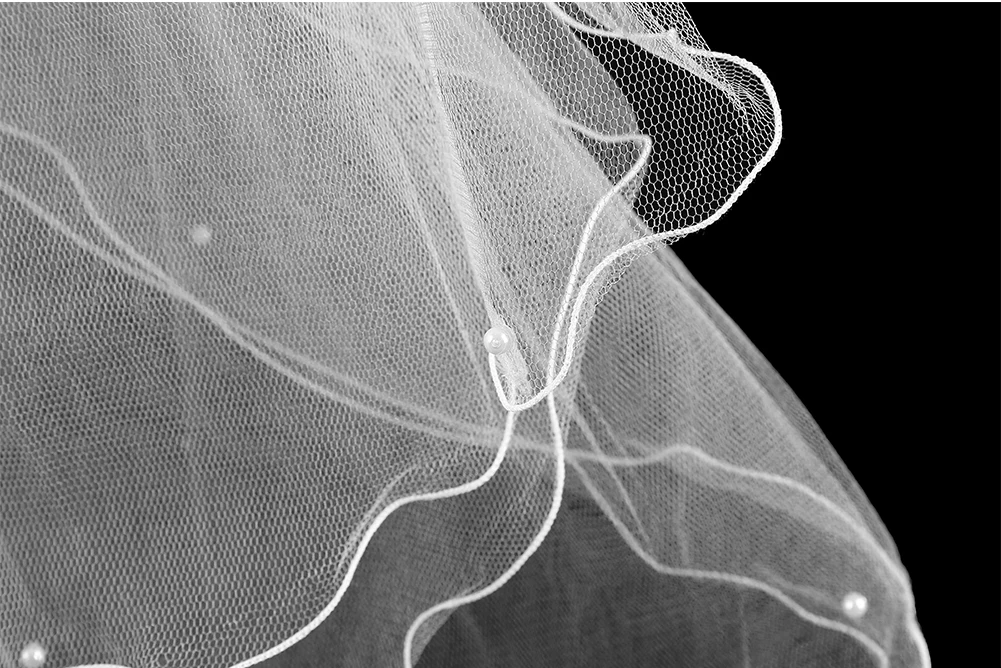 Фата свадебная женская с жемчугом свадебное платье 4 слоя тюлевой каймы