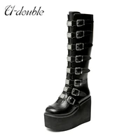u double 2021 new punk women boots ins hot plataforma high heels big size 43 gothic style wedges shoes fashion ankle boots woman