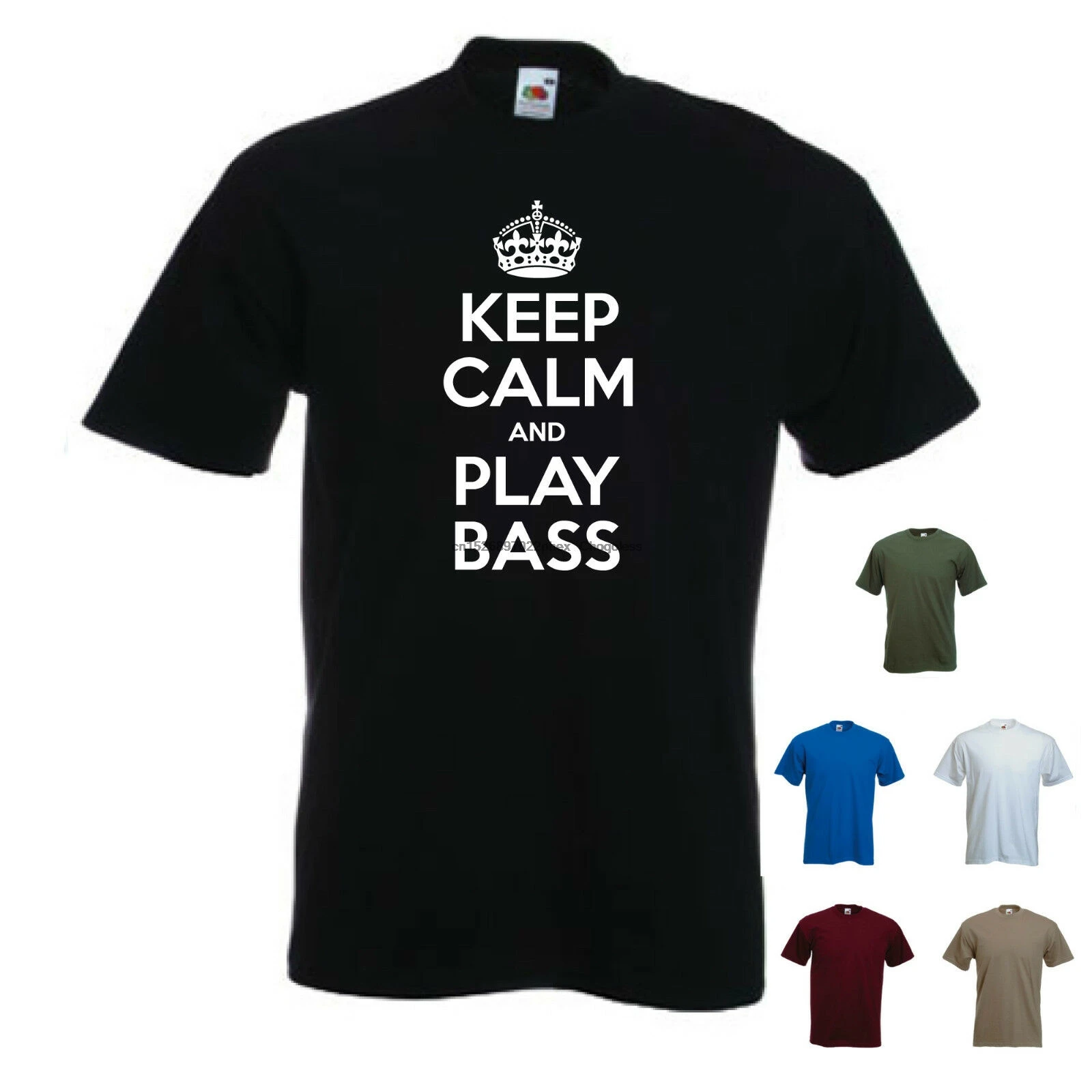 Футболка с музыкальной группой Keep Calm and Play bass для электрогитары подарок|Мужские
