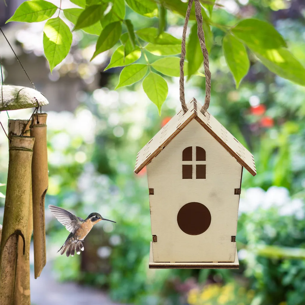 Деревянная кормушка для птиц подвесная украшения сада Шестигранная форма с