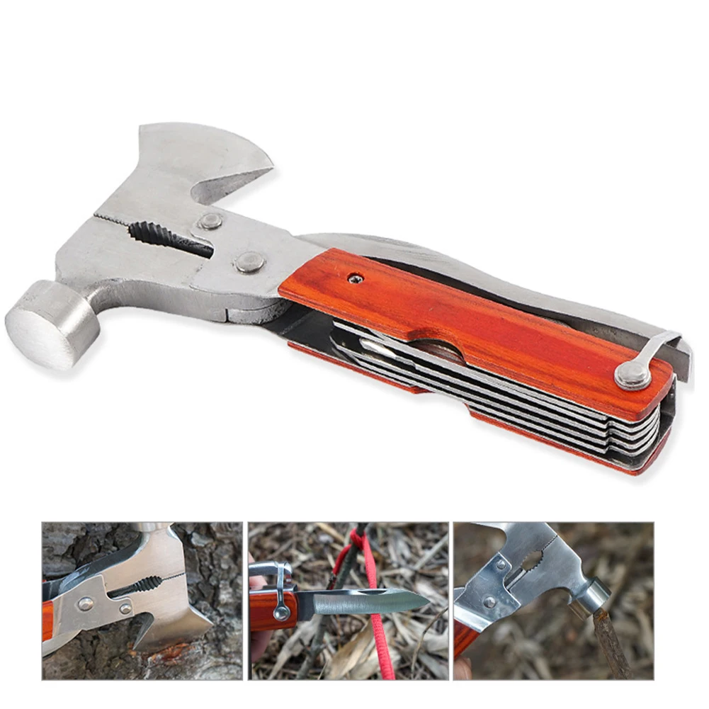 

9 in 1 Multi Tools Axe Heavy Duty Twin Axe/Hammer Pocket Tool Portable Folding Outdoor Survival Hunting Camping Gear Tools