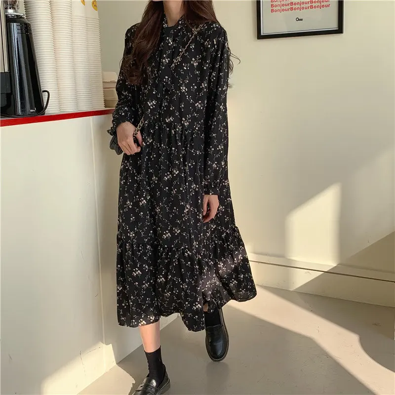 Милый шикарный цветочный принт HziriP элегантное 2020 шифоновое Универсальное