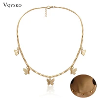fashion multilayer pendant butterfly necklace clavicle for women metal alloy charm choker new boho beach jewelry christmas gift