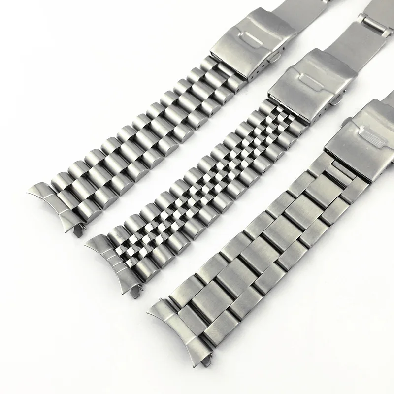 Stainless Steel WatchBand Strap Silver Polished Mens Luxury Bracelets Curved end Replacement for seiko SKX007 SKX009 20mm 22mm
