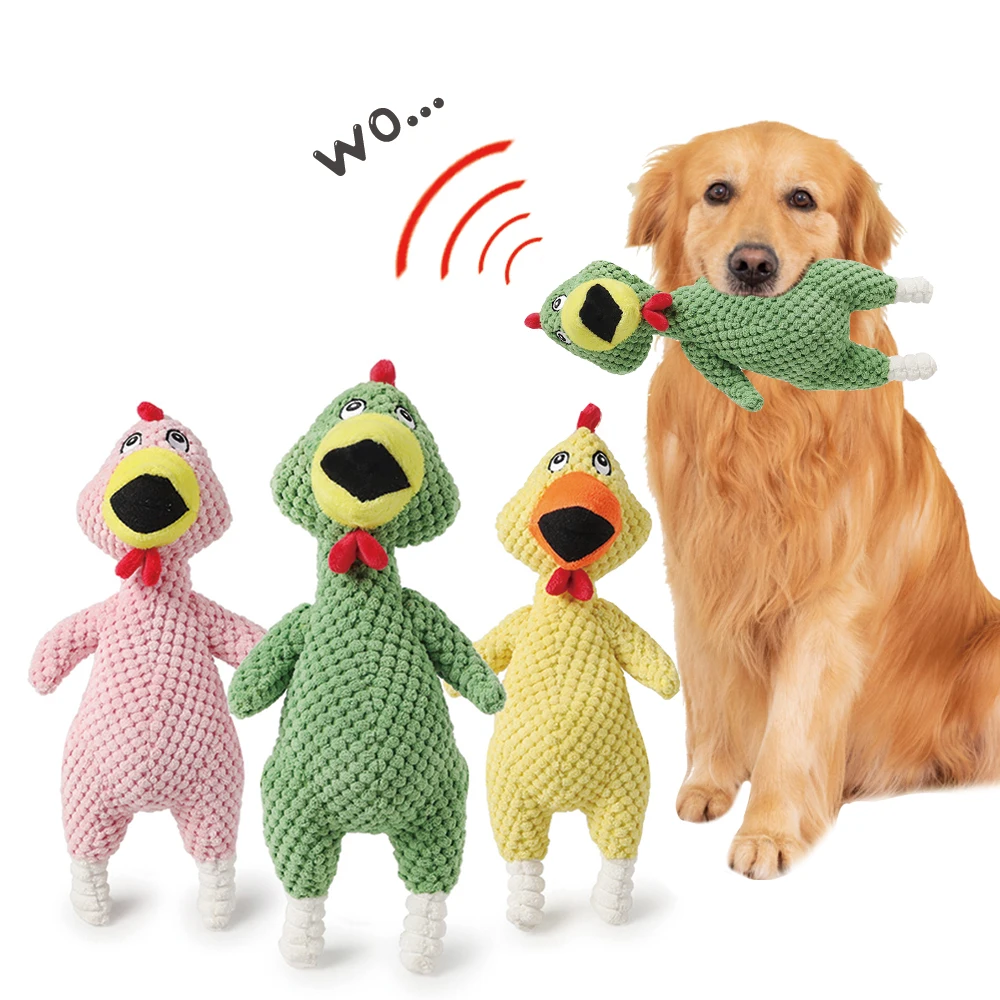 

Dog Toys Screaming chicken Squeaky Sound Toy Plush squeaky dog toy Bite Resistant puppy teething toys dog accessories