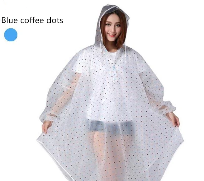 Blue coffee dots Модный дождевик в горошек для взрослых и женщин, непромокаемый плащ, непромокаемый плащ для девочек - Цвет: Blue coffee dots