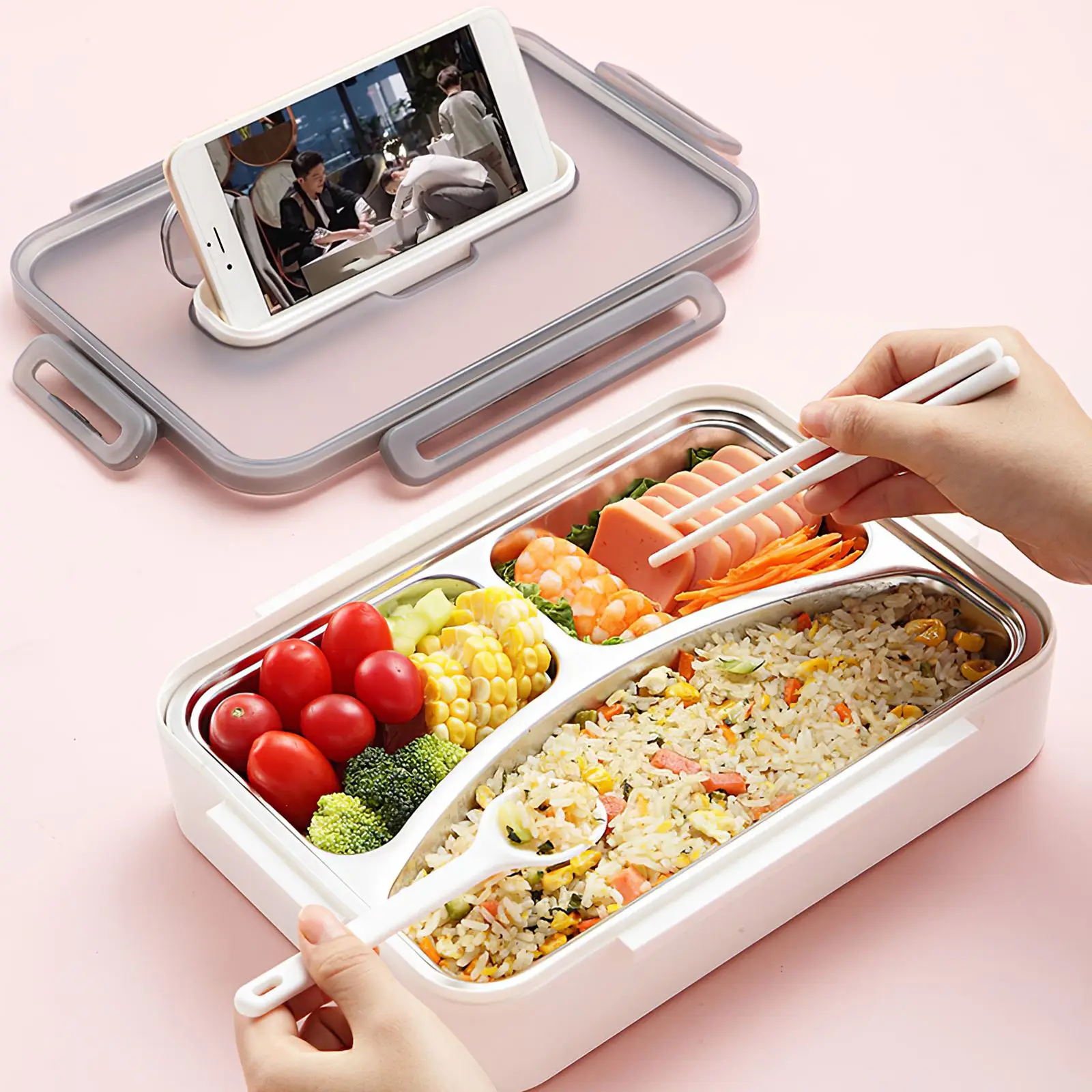

Keep Warm Compartment Design Food Container 800mL Lunch Box Stainless Steel Food Box Good Sealing Portable Lunch Container