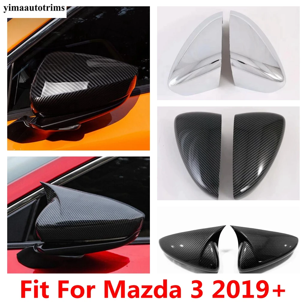 

For Mazda 3 2019 - 2022 Rearview Mirror Shell Cap Protection Decoration Cover Kit Trim ABS Chrome / Carbon Fiber Accessories