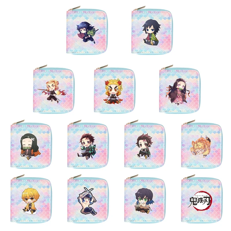 

1pc Anime Demon Slayer Kimetsu No Yaiba Tanjiro Kamado Short Wallet Coin Purse For Children Boys Girls Zipper Wallet Cosplay