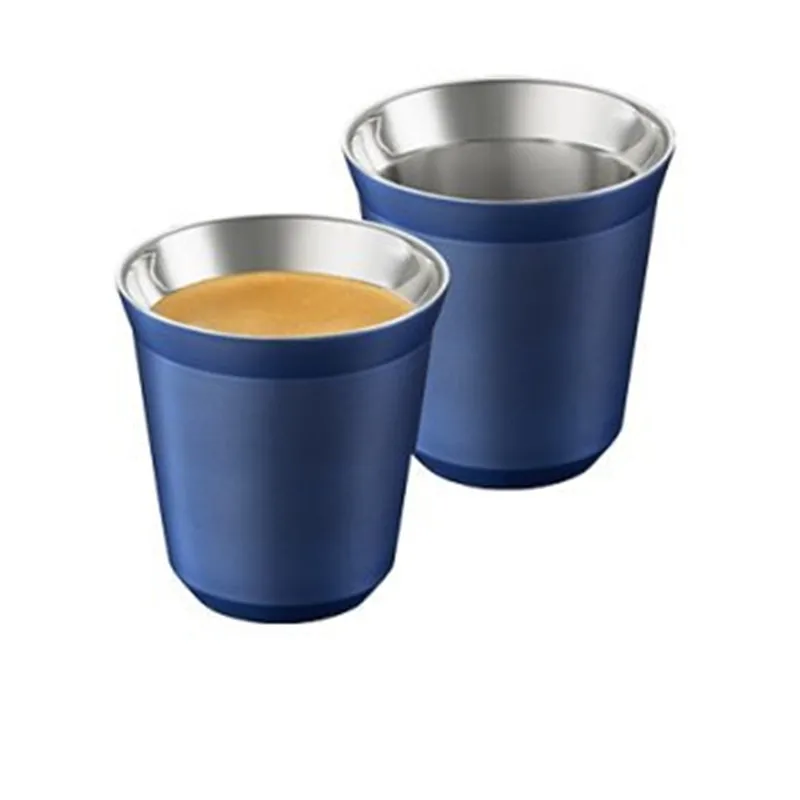 

Кружки для эспрессо, 80 мл, 160 мл, набор из 2 предметов, Набор чашек для эспрессо из нержавеющей стали, изолированные кружки для чая и кофе, круж...