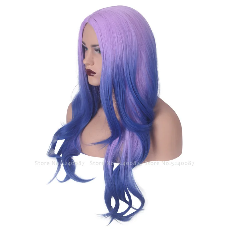 Женский фиолетовый синий парик сексуальные длинные волосы для сцены готические