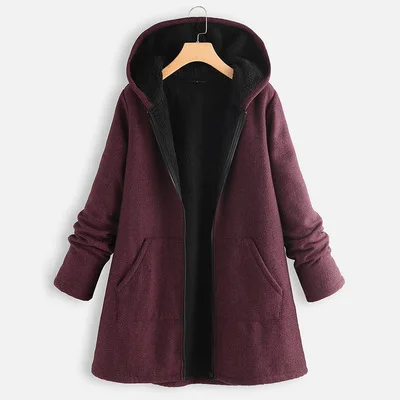 

and sales autumn winter Direct cotton-padded casual velvet thickened cotton-padded jacket medium-long hooded women's coat