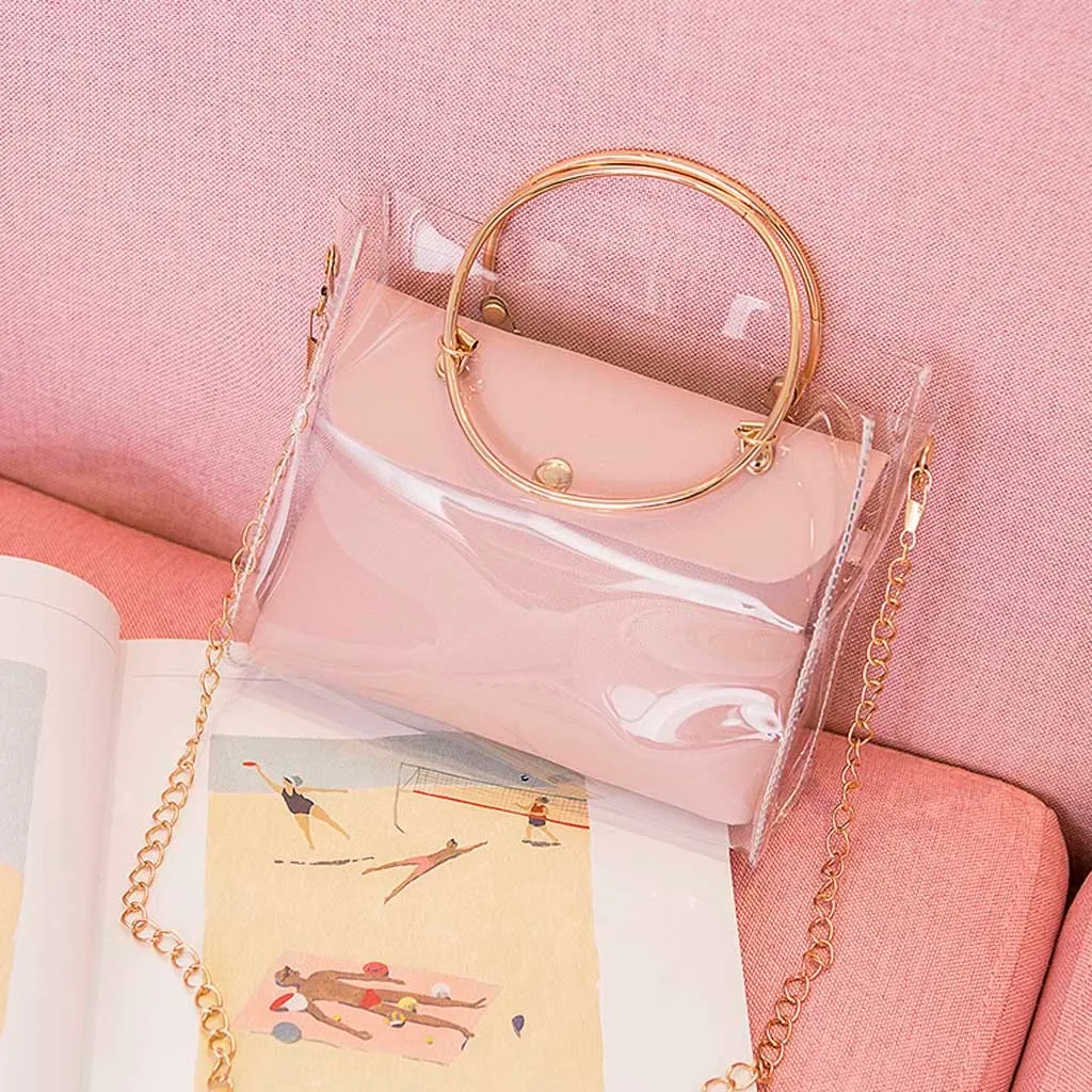 Модная женская сумка через плечо из ПВХ Желейная кошелек для телефона розовая