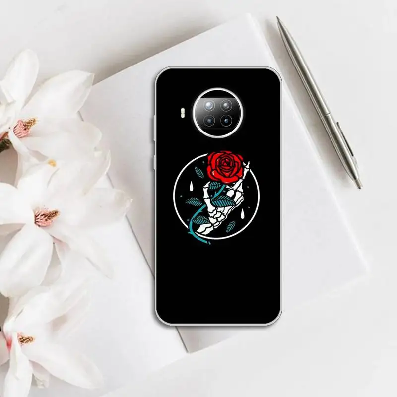 

Phone Case Transparent for Xiaomi mi Redmi note 10 t 8 9 pro lite 11 Samsung S 8 9 10 20 Glowing rose in the dark