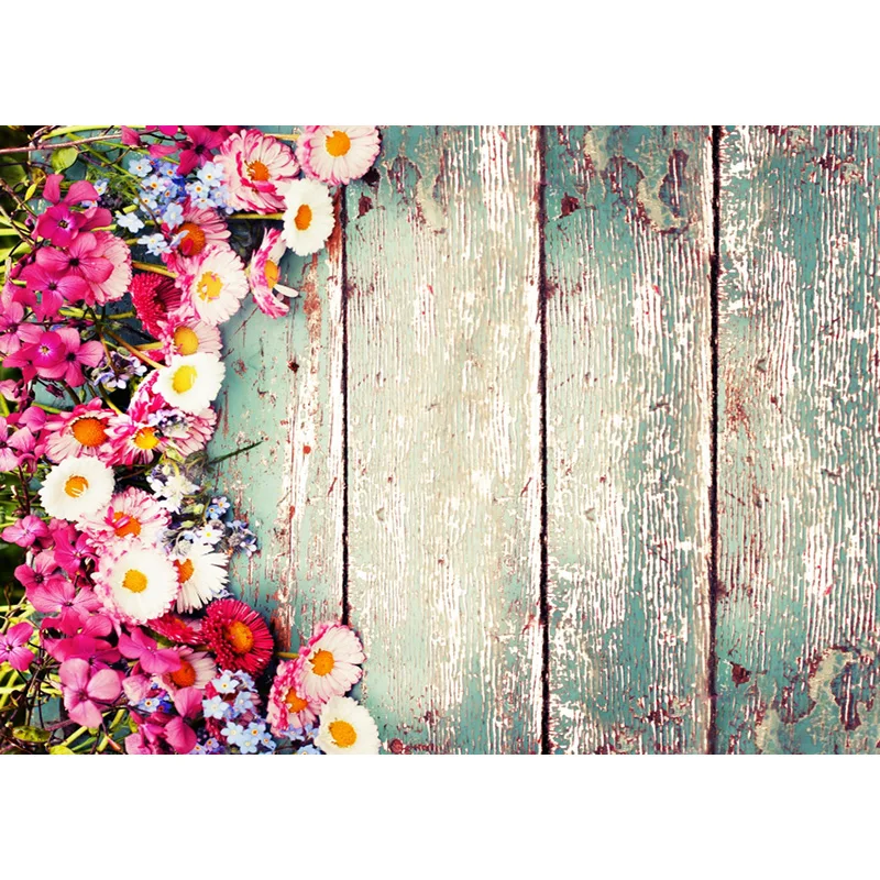 

Vinyl Custom Photography Backdrops Prop Flower and wood planks Theme Photography Background LCJD-172