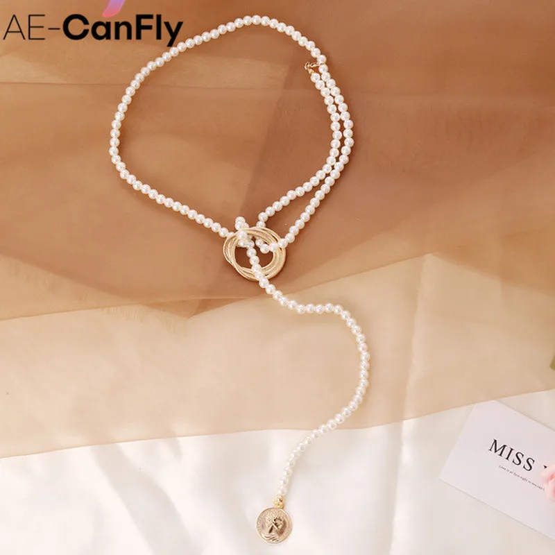 Ожерелье женское металлическое с имитацией жемчуга AE-CANFLY 2020 | Украшения и