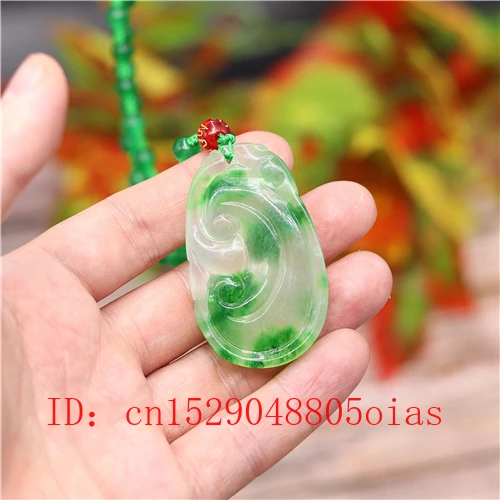 Ожерелье с подвеской из натурального зеленого изумруда нефритом Ruyi ювелирные