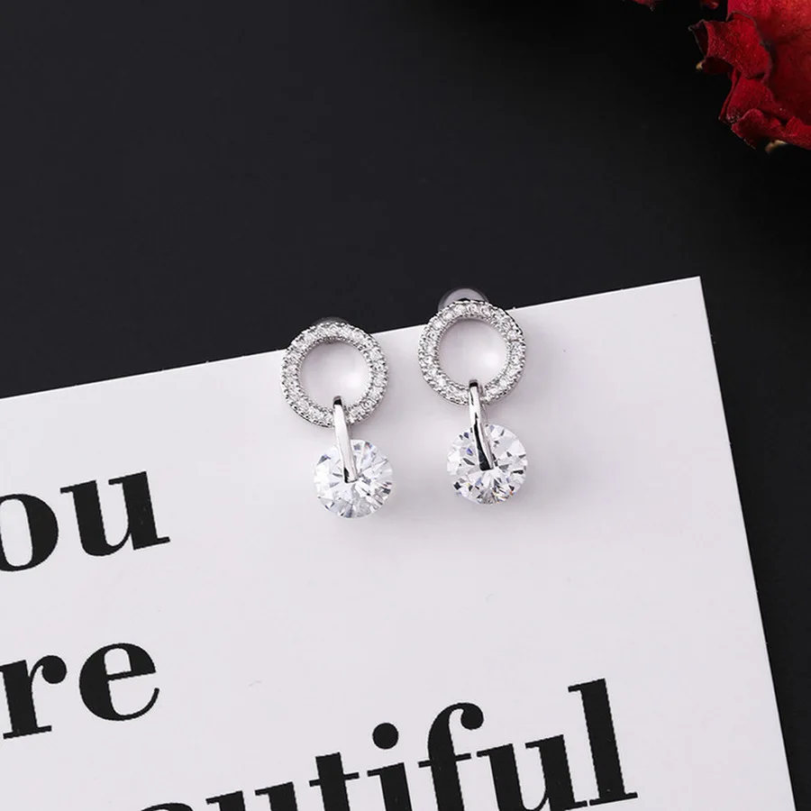 Серебряные серьги для девочек в Корейском стиле геометрические круглые простой