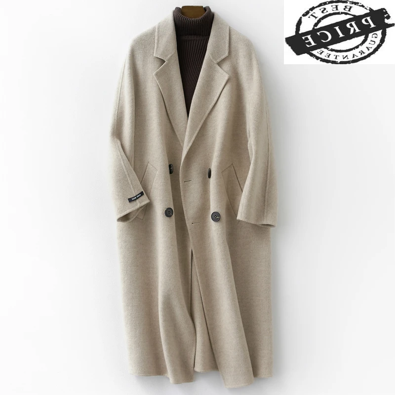 

Осенние женские пальто, зимнее пальто из 100% натуральной шерсти, Женская облегающая длинная Корейская одежда, весенние шерстяные куртки с бо...