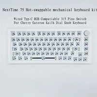 nexttime 75 hot swap mechanical keyboard kit wired type c rgb compatiable 35 pins switch for gateron kailh dial knob keyboard