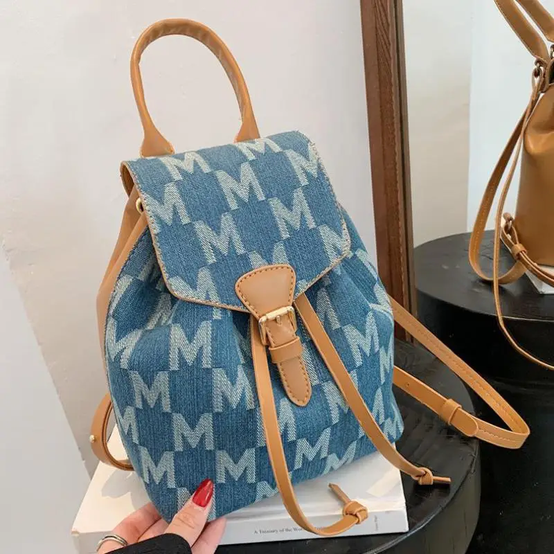 

Women's Backpack Letter Printing Mini Women's Leather School Backpack Vintage Luxury Designer Shoulder Bags 2021 School Girl Bag
