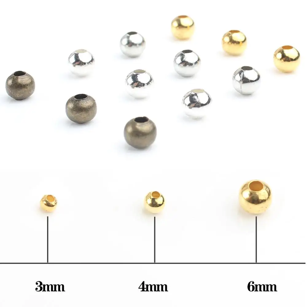 Круглые золотистые и бронзовые бусины-разделители 500 шт./лот 3 4 6 мм | Украшения