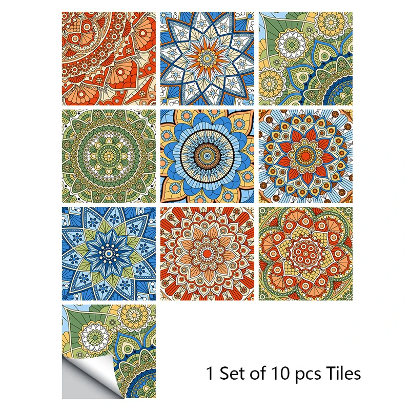 

10pcs 10X10cm Small Floral Simulation PVC Tiles Sticker Adhesive Waterproof Mosaic Kitchen Bathroom Self Adhesive Wall Sticker