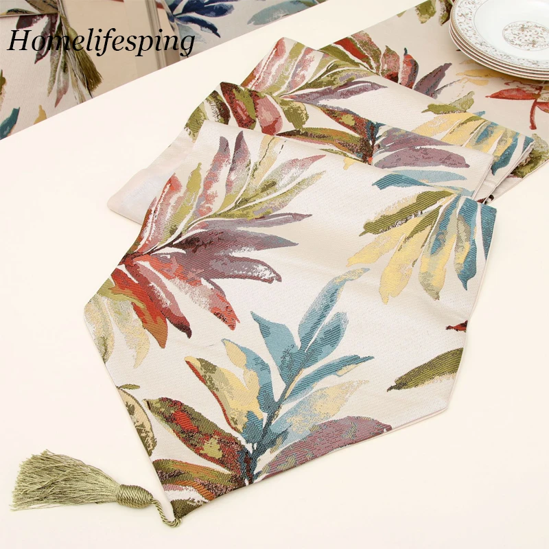 

Modern Table Runner North US European Style Leaves Painting Home Decor Wholesale Embroider Table Runner for Wedding Hotel Dinner