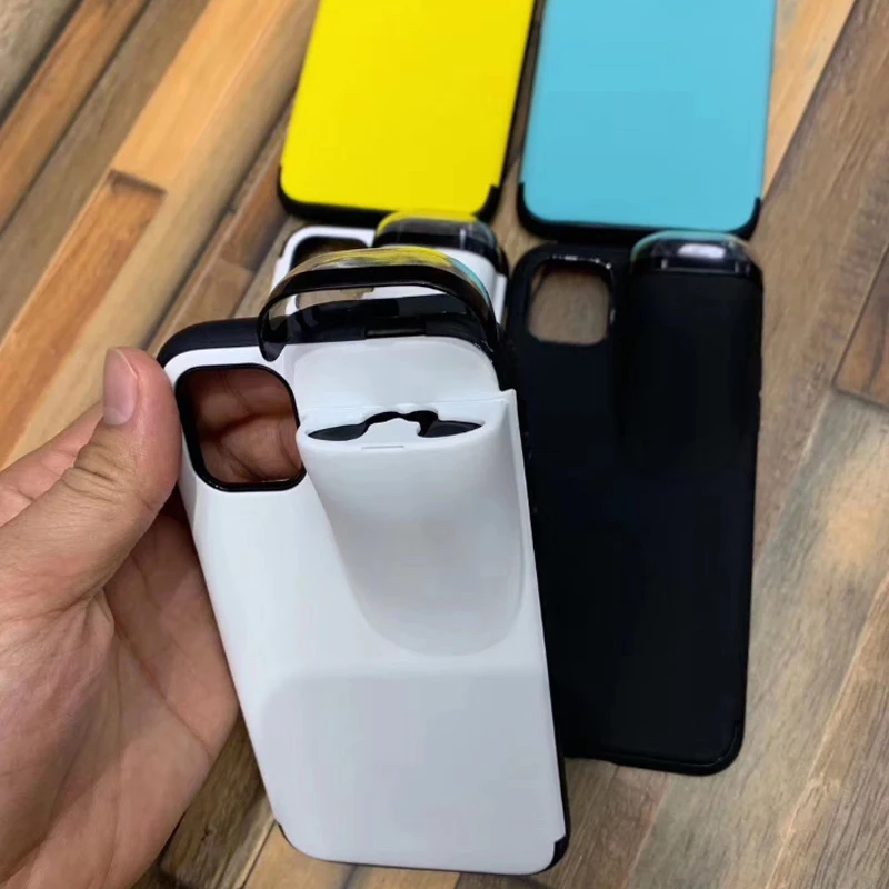 2 в 1 силиконовый чехол для телефона iPhone 11 Pro Max Xs Xr X 10 8 7 Plus с держателем AirPods Прямая