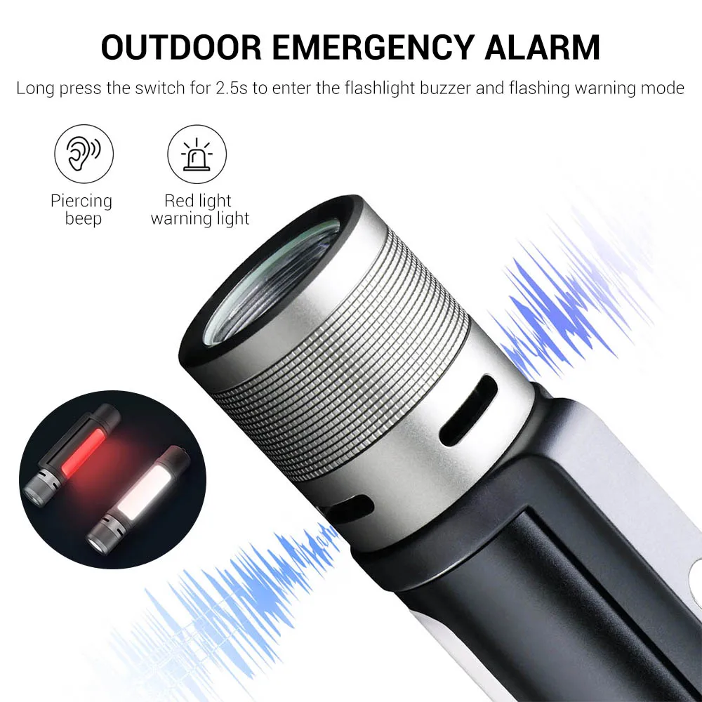 Фонарик BORUiT Super Bright Led с аккумулятором 18650, функцией зума, водонепроницаемый, с возможностью зарядки устройств и использования в качестве фонаря для велосипеда.