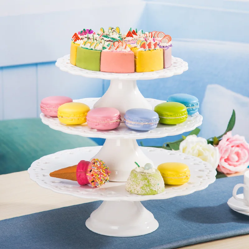 

Керамический поднос для торта 12 дюймов в Европейском стиле, лоток для фруктов, поднос для демонстрации свадебных десертов, лоток для хранен...