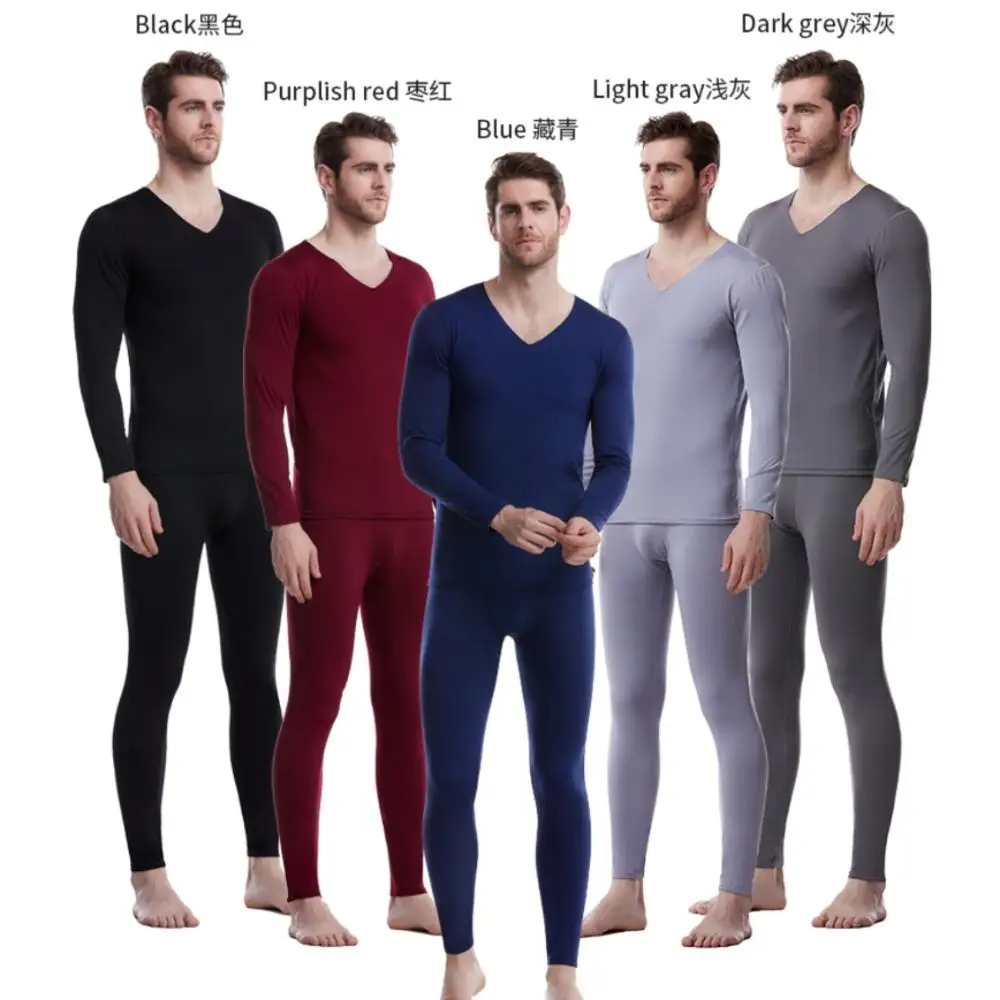 

Winter long johns men thermal underwear sets velvet Tops & Pants 2 Piece soft breathable thin male clothing sets men long johns