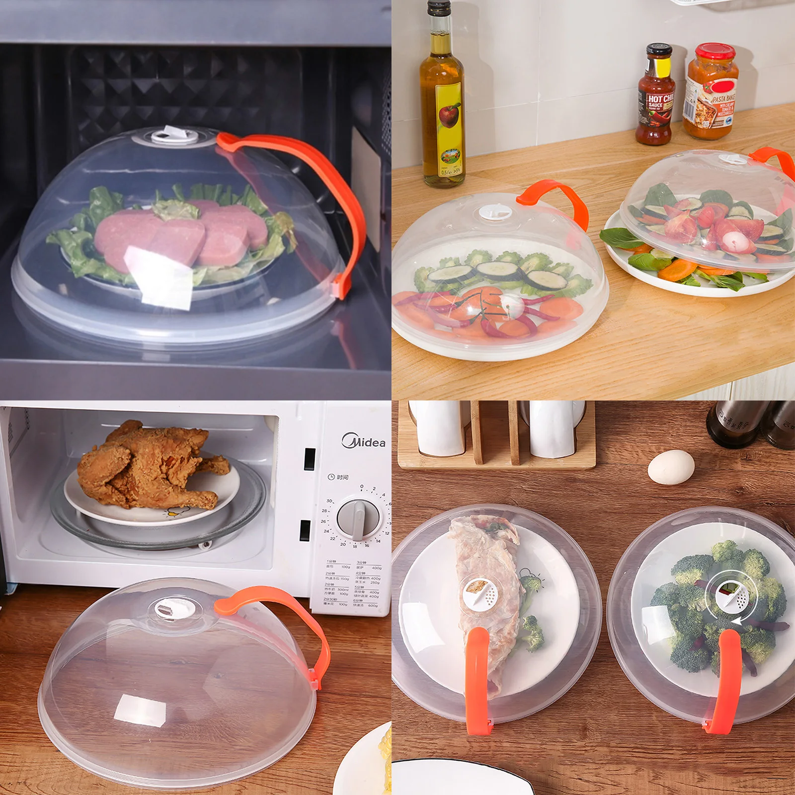 

Transparent Microwave Cover with Rotatable Vent and Anti-scalding Handle High Temperature Resistance Kitchen Tool C1