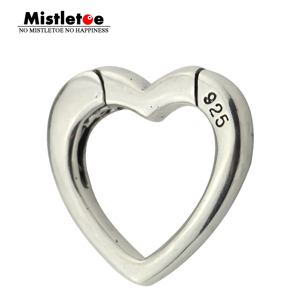 Омела натуральная 925 пробы серебро сердце замок омара застежка Подходит