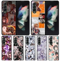 case for samsung galaxy z fold 3 trend painted shell black fitted cubre hard coque z fold3 phone cover funda top genshin impact