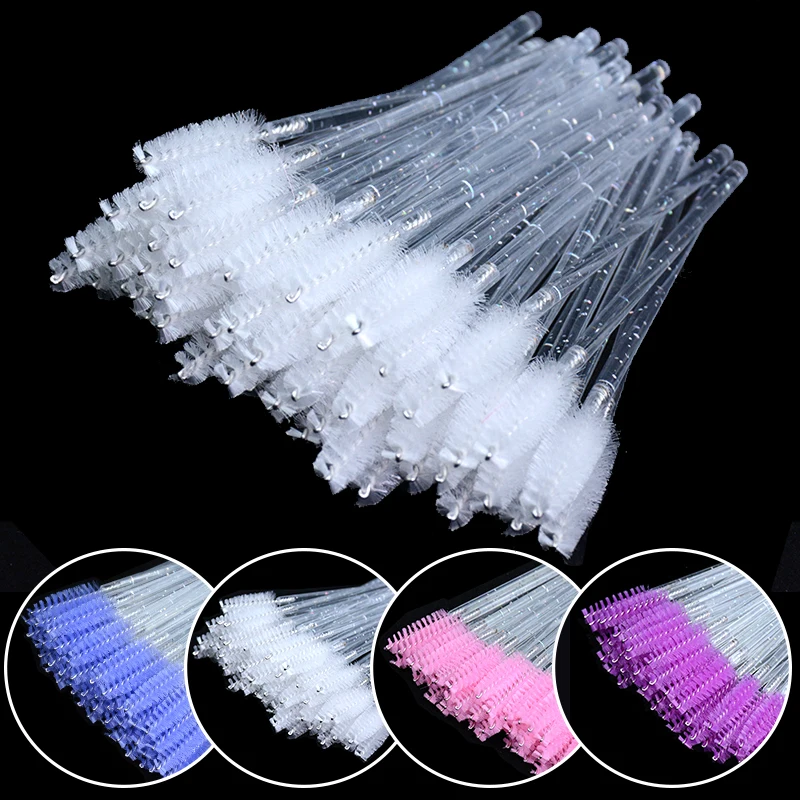 

50/25 Glitter Mascara Wands Silicone Eyelash Clear Micro Wand Eye Lash Extension Applicators Mini Reusable Brushes Makeup