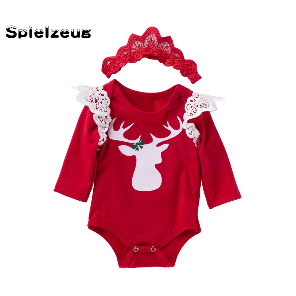 Рождественский комбинезон для новорожденных мальчиков и девочек с длинными