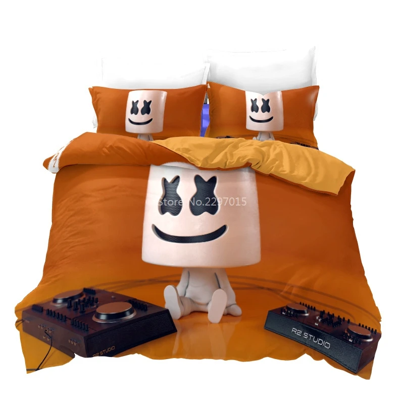 Популярный набор постельного белья DJ Marshmello с 3d принтом пододеяльник наволочка