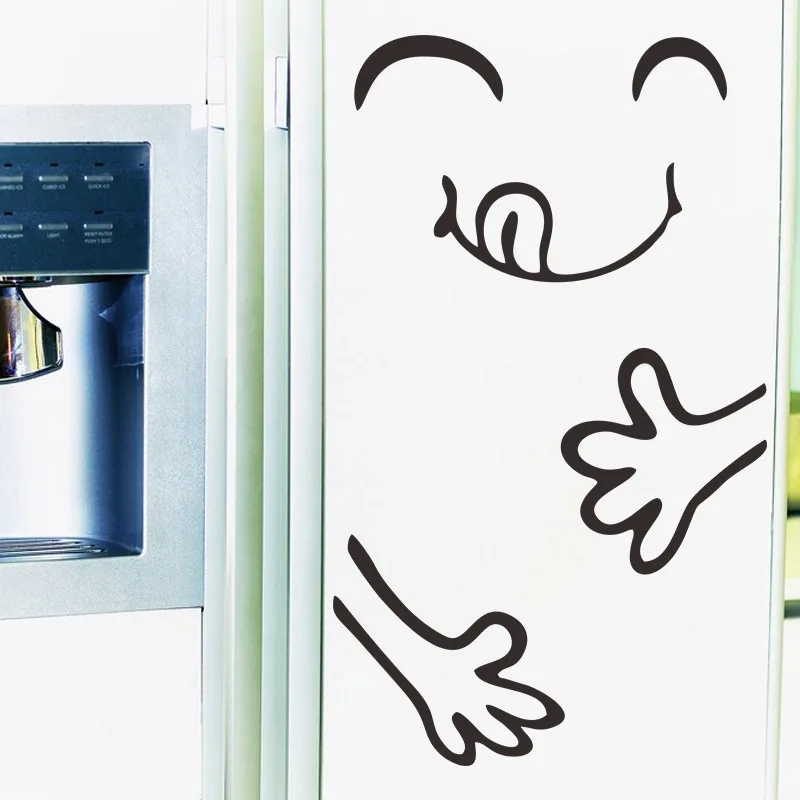 

Creative Funny Fridge Stickers Door Paste Cartoon Smiling Face Living Room Bedroom Furniture Decals Waterproof Detachable Mural