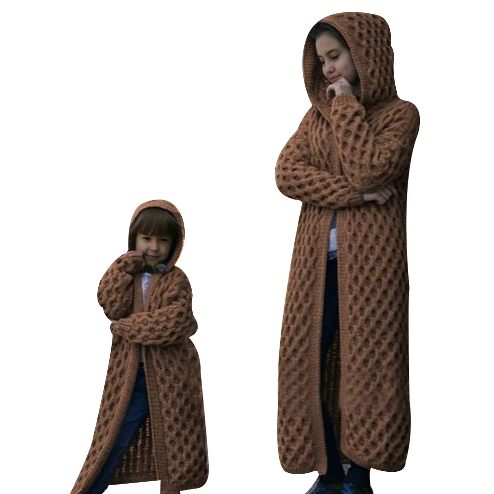 SHUJIN одинаковые комплекты для семьи кардиган мамы и дочки длинный свитер